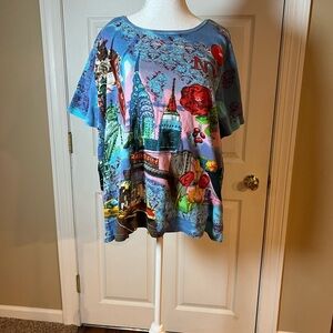 Essentials By Maggie All Over Print Colorful NY Graphic Women's 22-24 T-Shirt